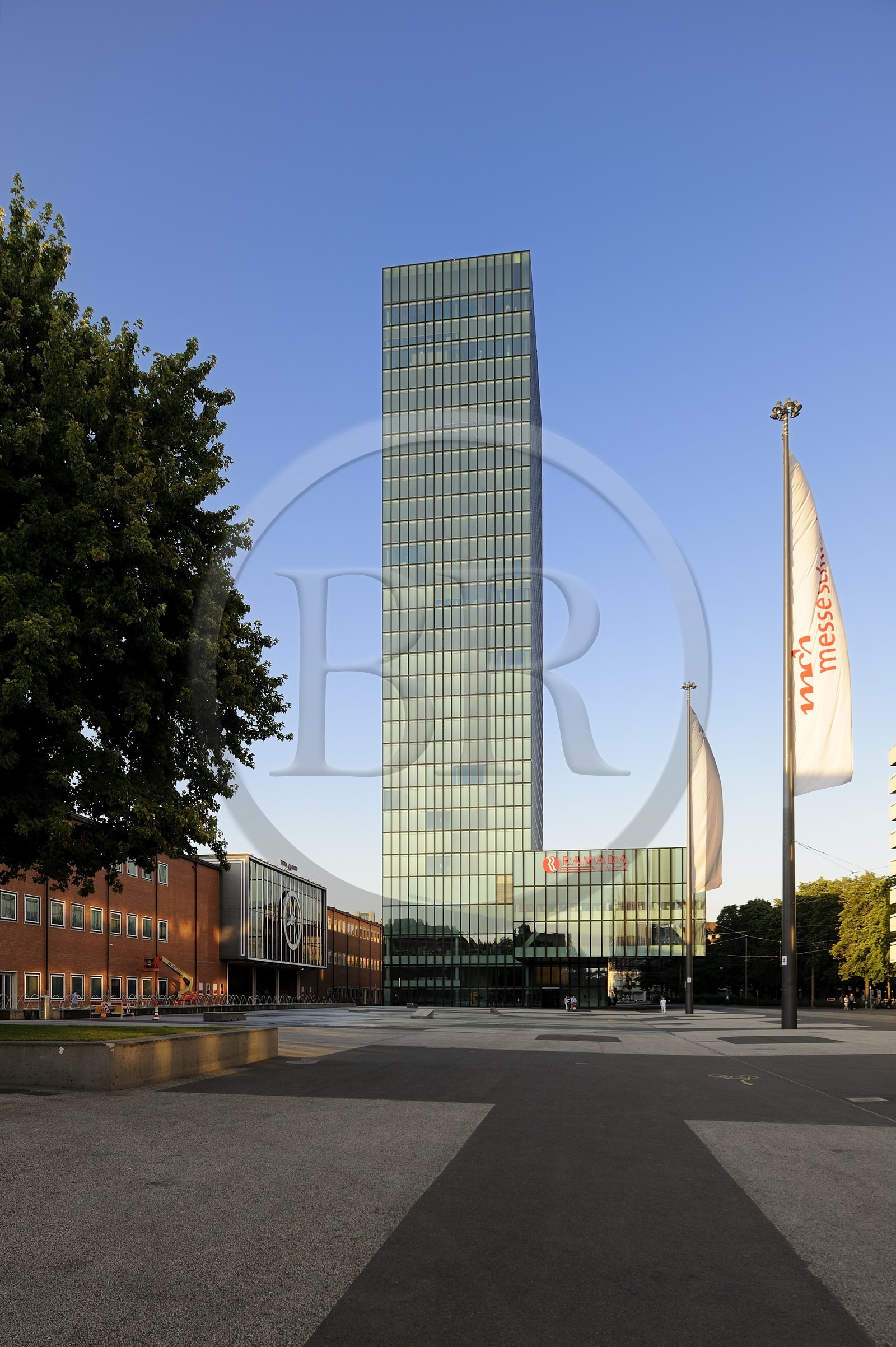 Switzerland, Basel, Fair Messerturm Tower on the Messerplatz, highest tower in Switzerland