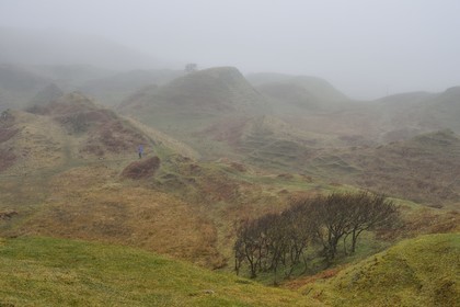 Royaume-Uni, Ecosse, région des Highlands, les Hébrides, Ile de Skye, Uig, le Fairy Glen (vallée féérique) du côté ouest de Trotternish à Balnacnoc