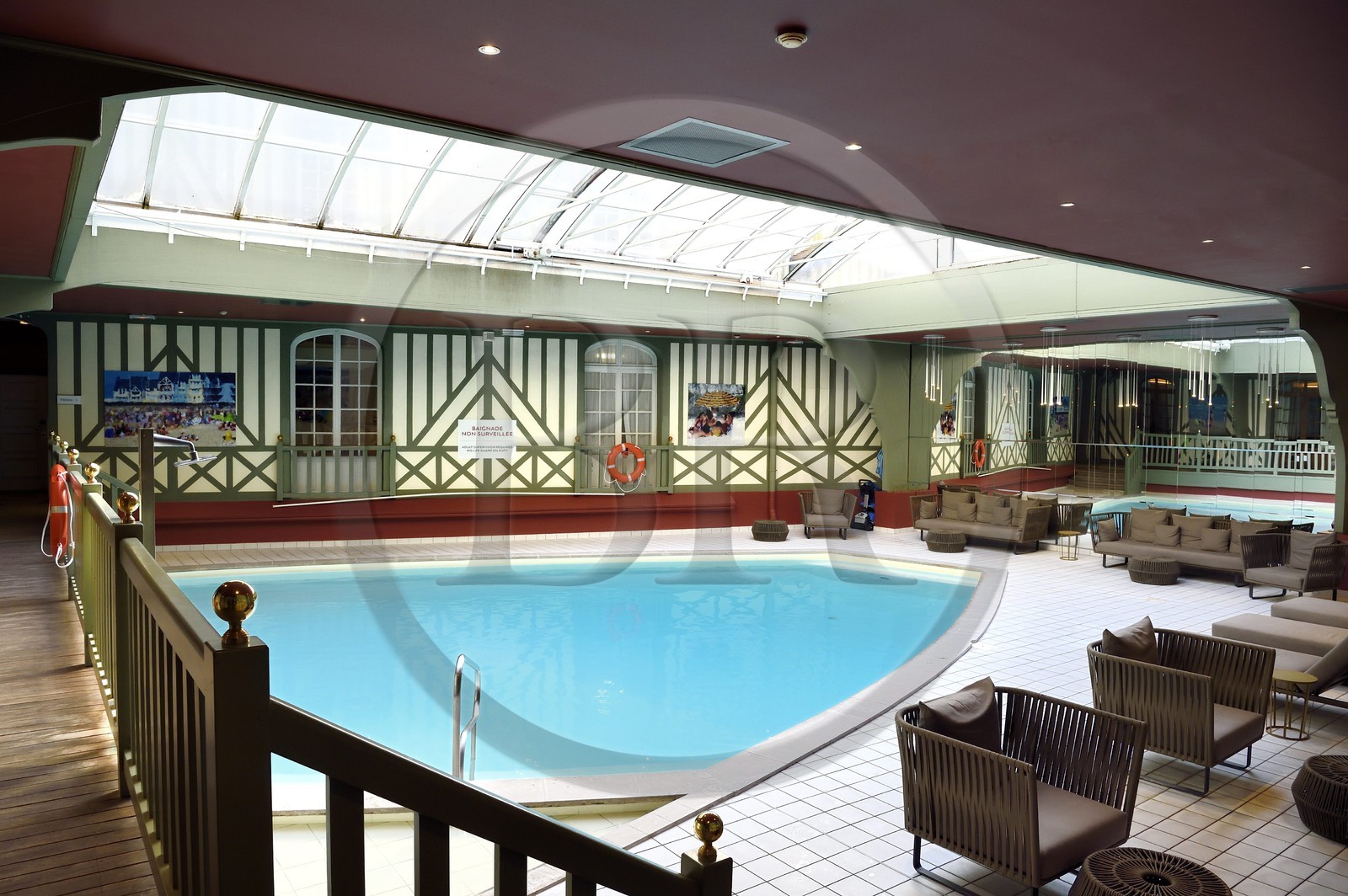 France, Calvados, Pays d'Auge, Deauville, Normandy Barriere Hotel, the indoor pool