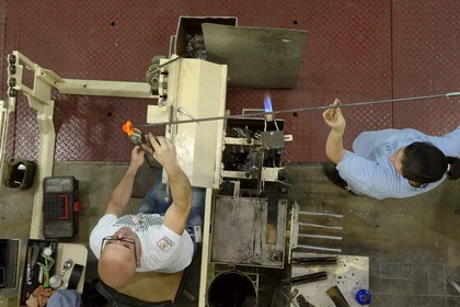 France, Moselle, Saint-Louis-les-Bitche, the Cristallerie Saint-Louis (Saint-Louis crystal glass manufacturer), shaping hot glass