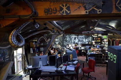 France, Rhone, Saint-Romain-au-Mont-d'Or, the Abode of Chaos (la Demeure du Chaos), the artwork is based around the endless transformation of the artist Thierry Ehrmann's 17th century home into a replica war zone at the image of this world, the offices of his company Artprice within the Abode