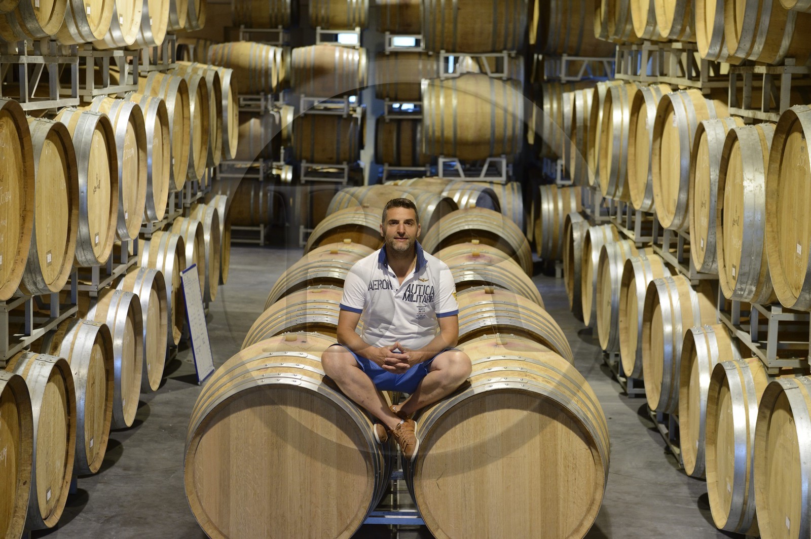France, Loire (42), Parc Naturel Régional du Pilat, le domaine du Monteillet Stéphane Montez, Stéphane Montez dans sa cave