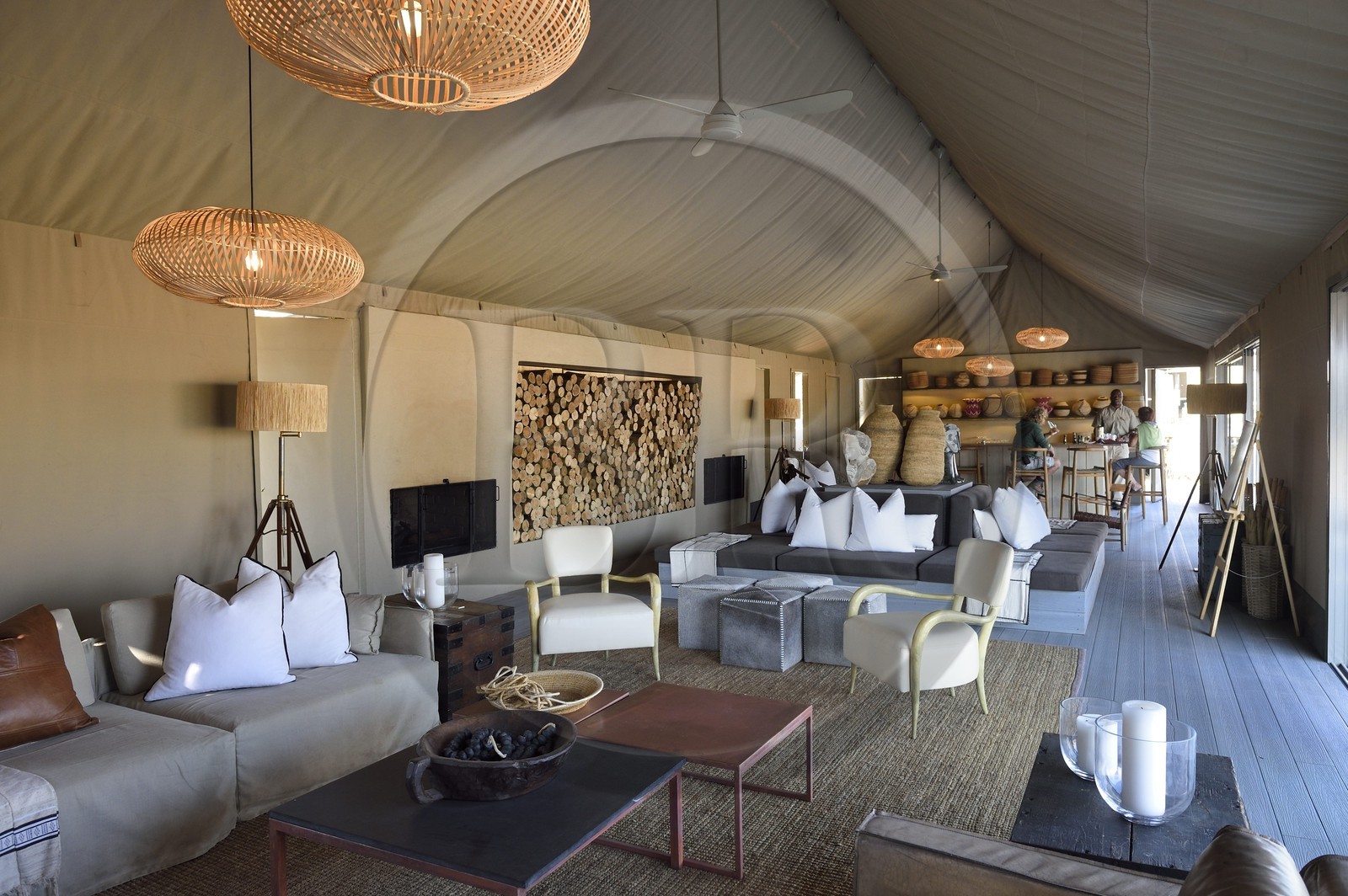 Zimbabwe, Matabeleland North Province, Hwange National Park, the Wilderness Safaris Linkwasha Camp lounge
