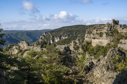 France, Aveyron (12), Causses et les Cévennes, paysage culturel de l'agro-pastoralisme méditerranéen, classés Patrimoine Mondial de l'UNESCO, Causse Noir, La Roque-Sainte-Marguerite, chaos de Montpellier-le-Vieux, la Cité de Pierres