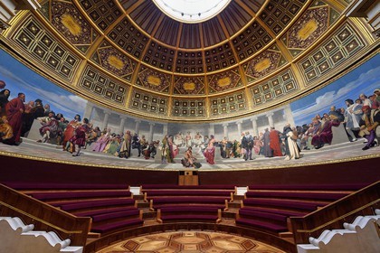 France, Paris (75), quartier de Saint-Germain-des-Prés, Ecole nationale supérieure des Beaux-Arts, l'Amphithéatre d'honneur, la peinture murale de Paul Delaroche