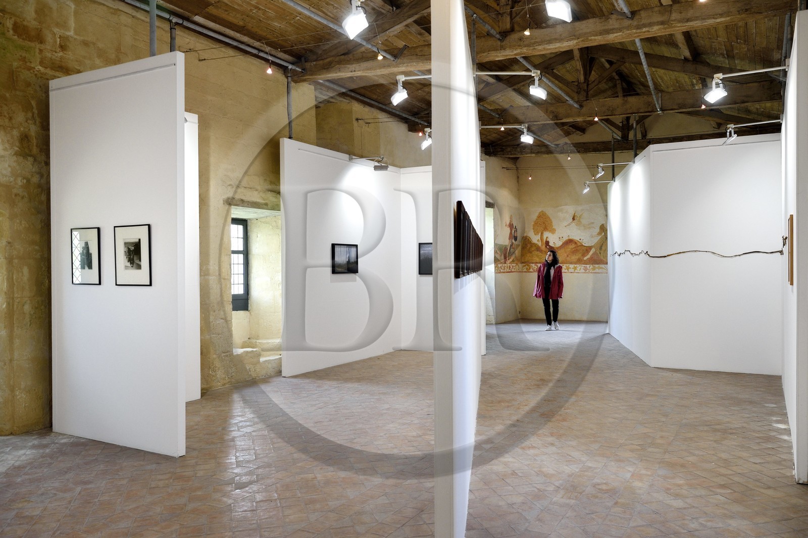 France, Charente-Maritime (17), l'ancien prieuré Saint-Jean-l'Evangéliste de Trizay appelé abbaye de Trizay abrite un centre d'art contemporain