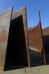 Switzerland, Basel, Intersection sculpture by the artist Richard Serra on the Theaterplatz
