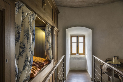 France, Finistère (29), Mer d'Iroise, Ile d'Ouessant, phare du Stiff, ancienne chambre du gardien et son lit clos