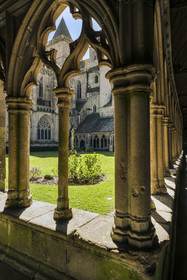 France, Côtes-d'Armor (22), Tréguier, cathédrale Saint-Tugdual, le cloitre de style gothique flamboyant de 1461