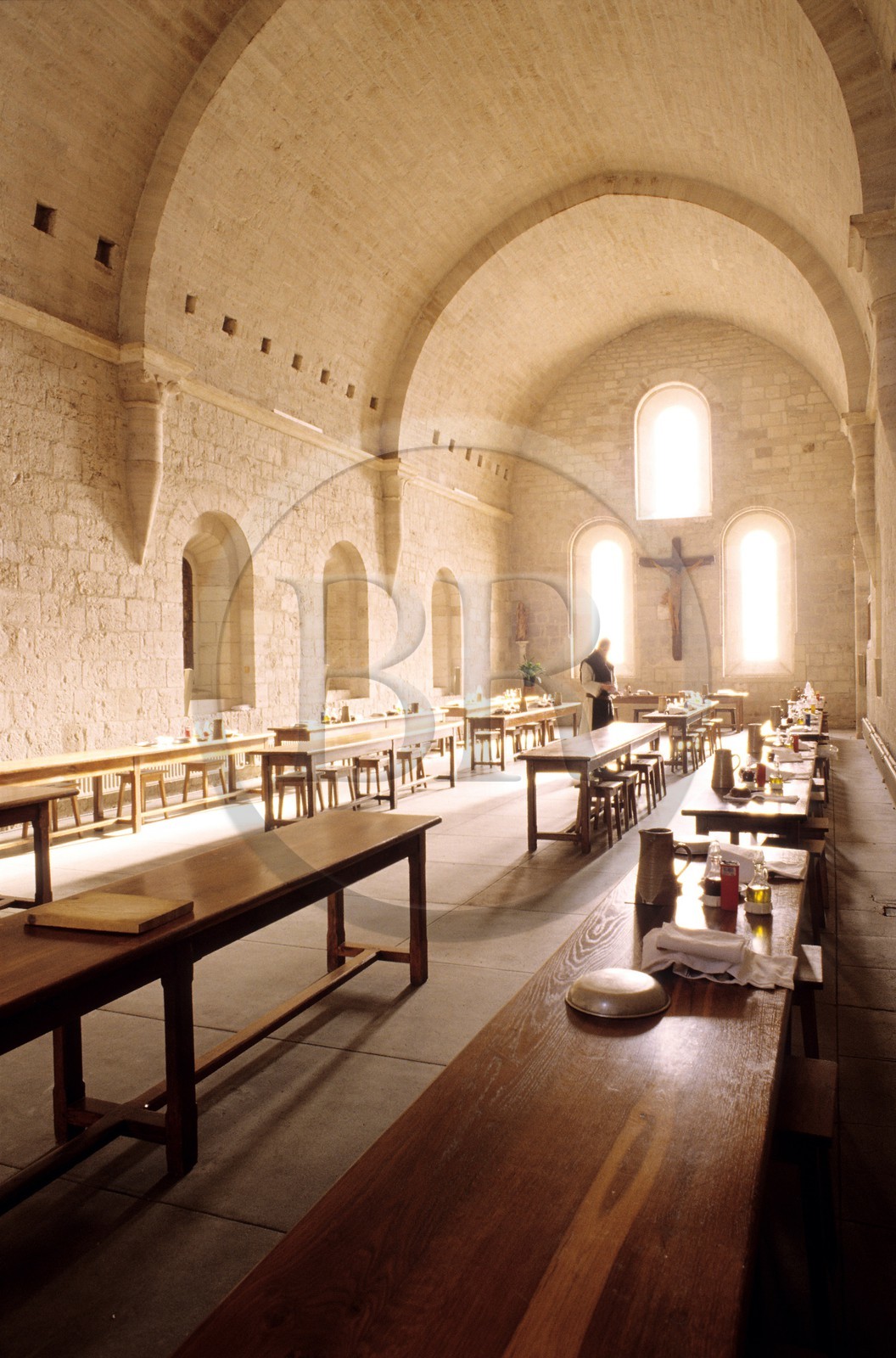 France, Drôme (26), Montjoyer, abbaye cistercienne Notre-Dame d'Aiguebelle, le réfectoire