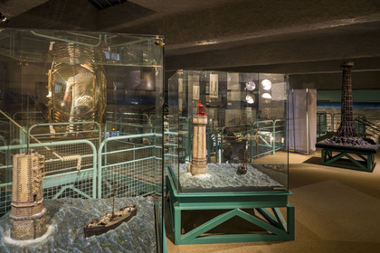 France, Finistère (29), Mer d'Iroise, Ile d'Ouessant, le phare du Créac’h, musée des Phares et Balises, maquette du phare de la Jument (1911)