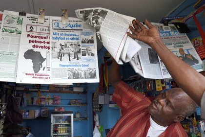 Gabon, Libreville, Port Mole, newsstand