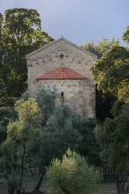 France, Corse du Sud, Alta Rocca, Sainte-Lucie-de-Tallano (Santa Lucia di Tallà), Roman chapel of Saint John the Baptist (Saint-Jean-Baptiste) in the hamlet of Poggio