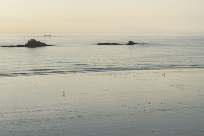France, Ille et Vilaine, Cote d'Emeraude (Emerald Coast), Saint Malo, Mihinic beach at dawn