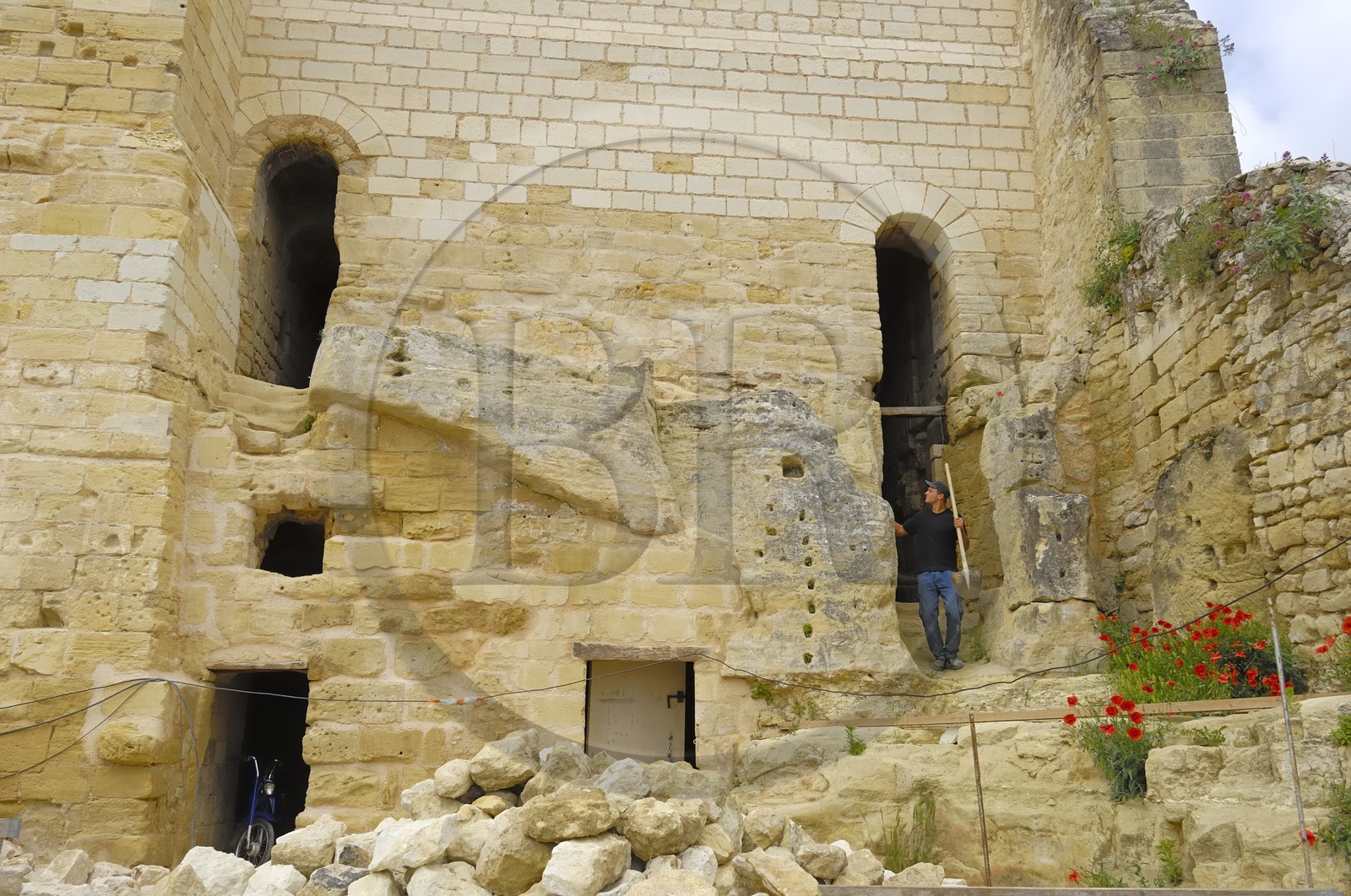 France, Indre et Loire (37), Vallée de la Loire classée Patrimoine Mondial de l' UNESCO, Chinon, le château, dans les contreforts du fort Saint-Georges