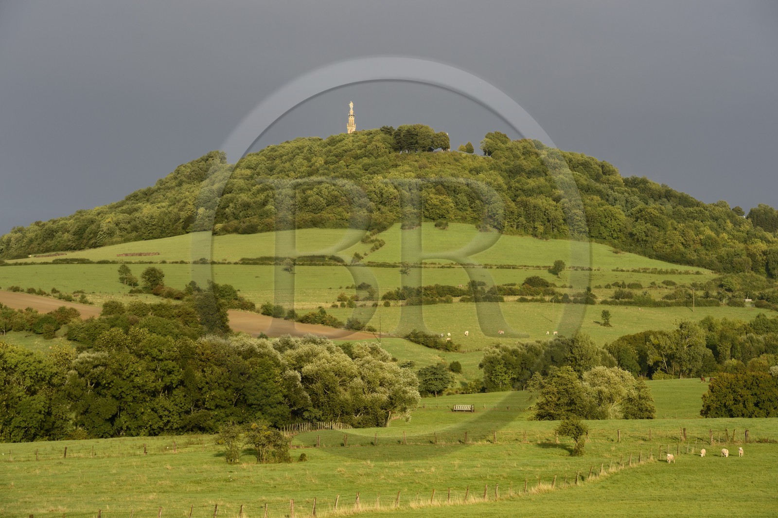 France, Meurthe-et-Moselle, Saintois region, colline de Sion-Vaudemont (hill of Sion), the Notre Dame de Sion basilica at the top of the hill