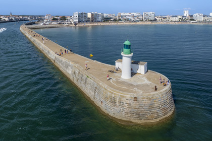 France, Vendee, Les Sables d'Olonne, the channel entrance beacon (aerial view)