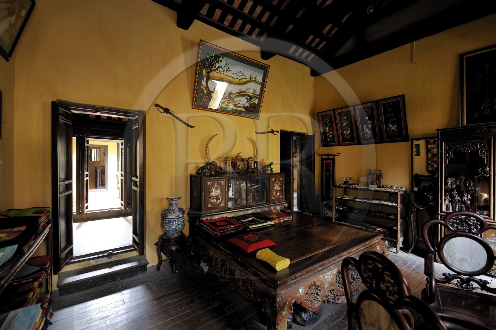 Vietnam, Hanoï, quartier des 36 rues dans la vieille ville, maison commémorative habitation traditionnelle de marchands au 87 Pho Ma May