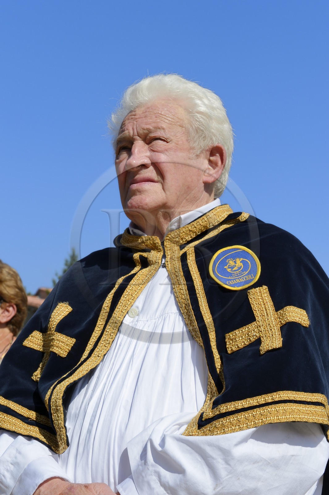France, Haute-Corse (2B), région du Niolu (Niolo), Casamaccioli, fête de la Santa du Niolu où l'on célèbre la Nativité de la Vierge, procession des membre des confréries religieuses