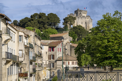 France, Gard, Beaucaire, Beaucaire Castle (aerial view)