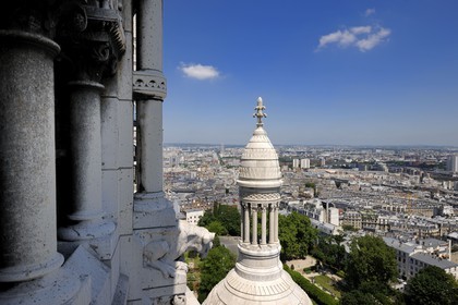 France, Paris (75), Montmartre, vue du nord de Paris depuis la basilique du Sacré-Cœur de l'architecte Paul Abadie achevée en 1914