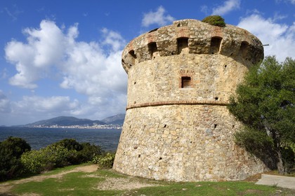 France, Corse du Sud, Gulf of Ajaccio, Capitello tower, near the Ricanto beach, Ajaccio in the background