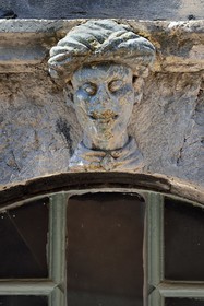 France, Var, Saint-Tropez, the porch of the house called the Moor rue du général Allard in serpentine stone
