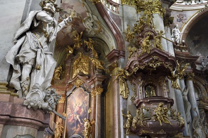 République Tchèque, Prague, centre historique classé Patrimoine Mondial de l'UNESCO, quartier de Mala Strana, l'église baroque Saint Nicolas (Sv. Mikulase)