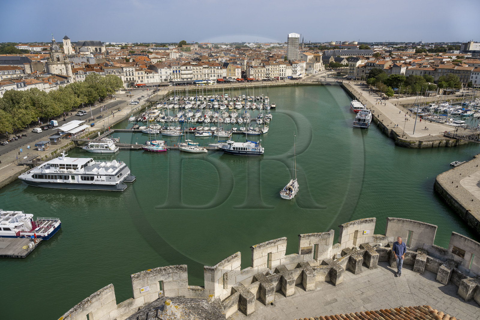 France, Charente Maritime, La Rochelle, the Old Port seen from the top of the Saint-Nicolas Tower