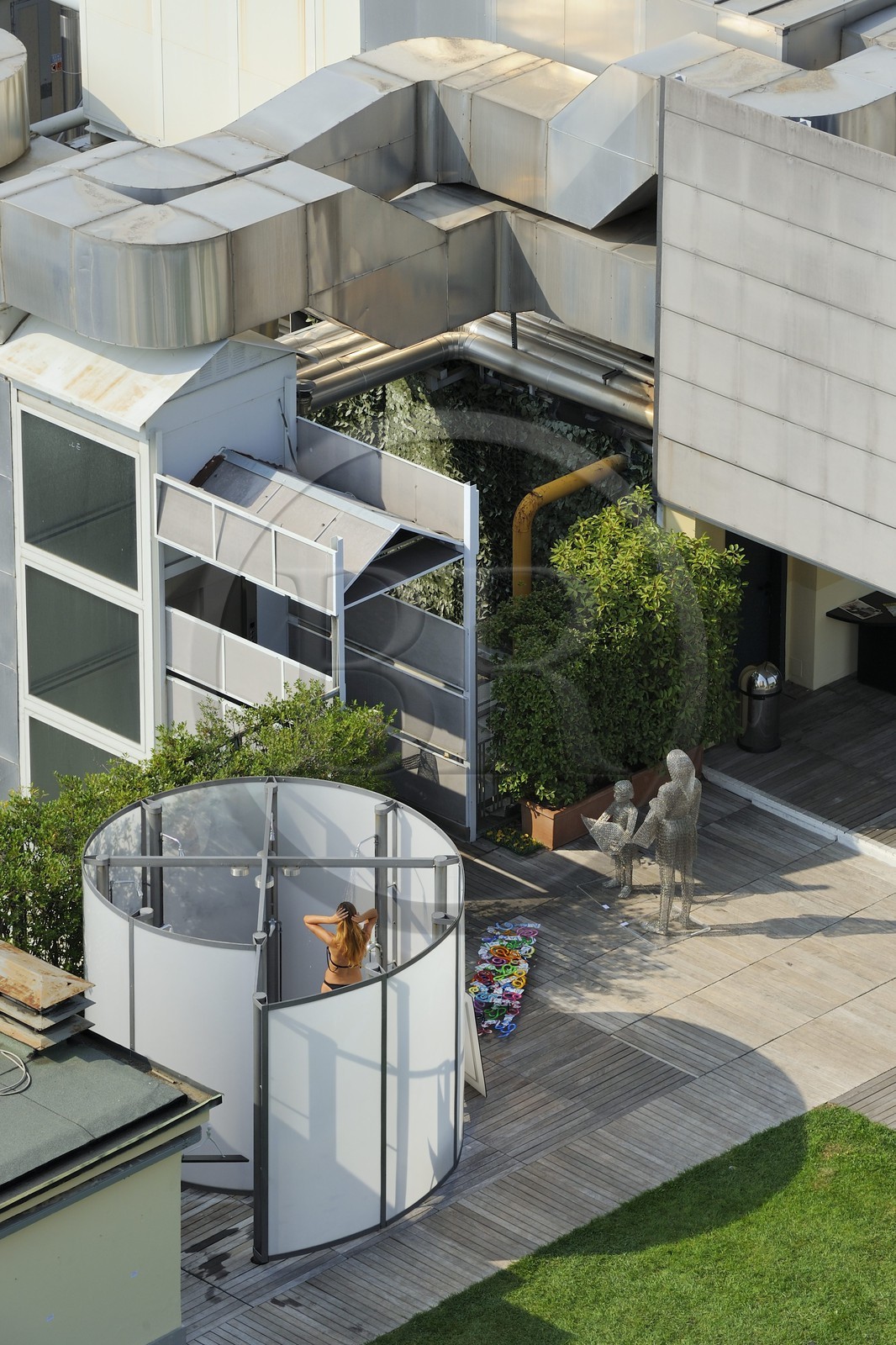 Italie, Lombardie, Milan, terrasse sur les toits d'une salle de sport et de fitness