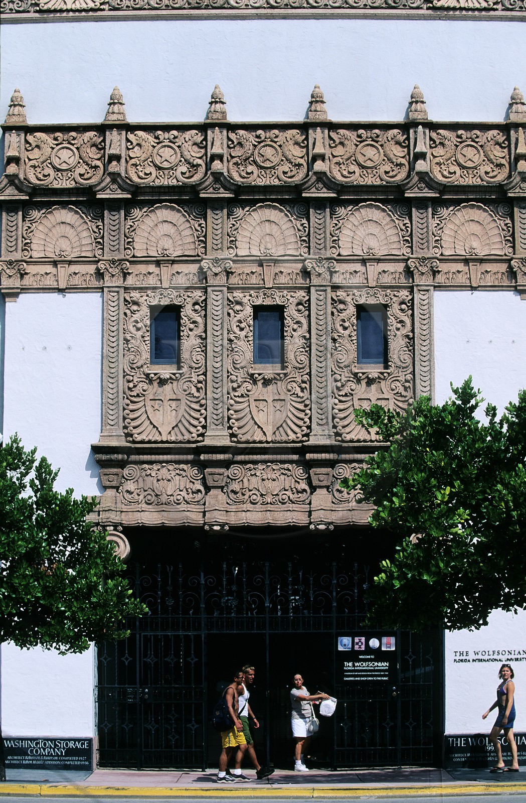 United States, Florida, Miami Beach, the Wolfsonian Foundation, the entrance with bas-relief of Spanish baroque style