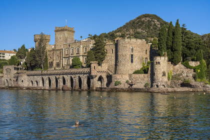 France, Alpes-Maritimes (06), Mandelieu-la-Napoule, chateau de La Napoule (XII-XIXe siècle) reconstruit en grande partie au début du XXème siècle par le couple américain Henry et Marie Clews, il abrite désormais le Clews Center for the Arts