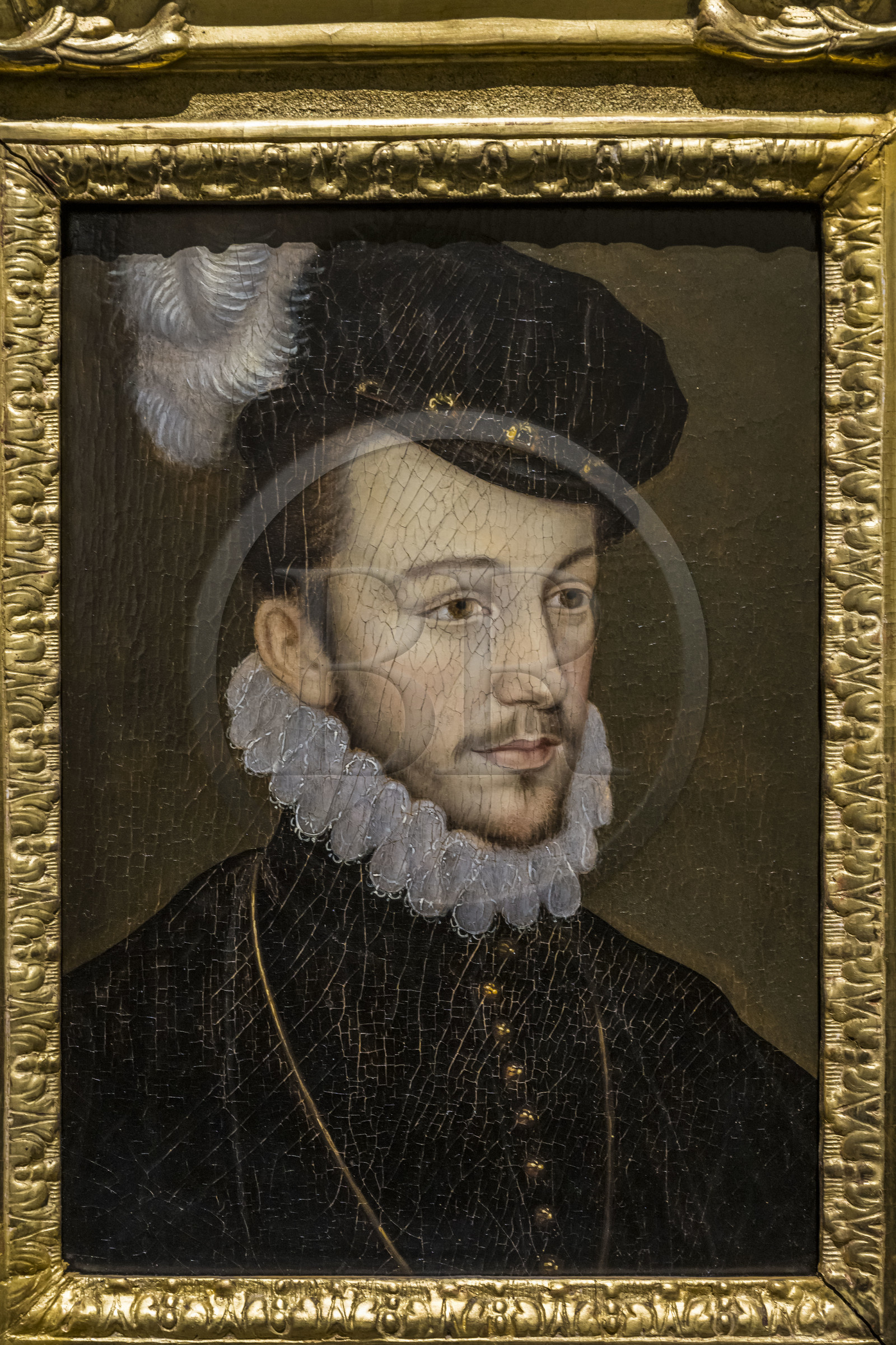 France, Seine-et-Marne (77), Fontainebleau, chateau de Fontainebleau, classé Patrimoine Mondial par l'UNESCO, portrait de Henri de France duc d'Anjou et futur Henri III d'après Jean Decourt, huile sur bois