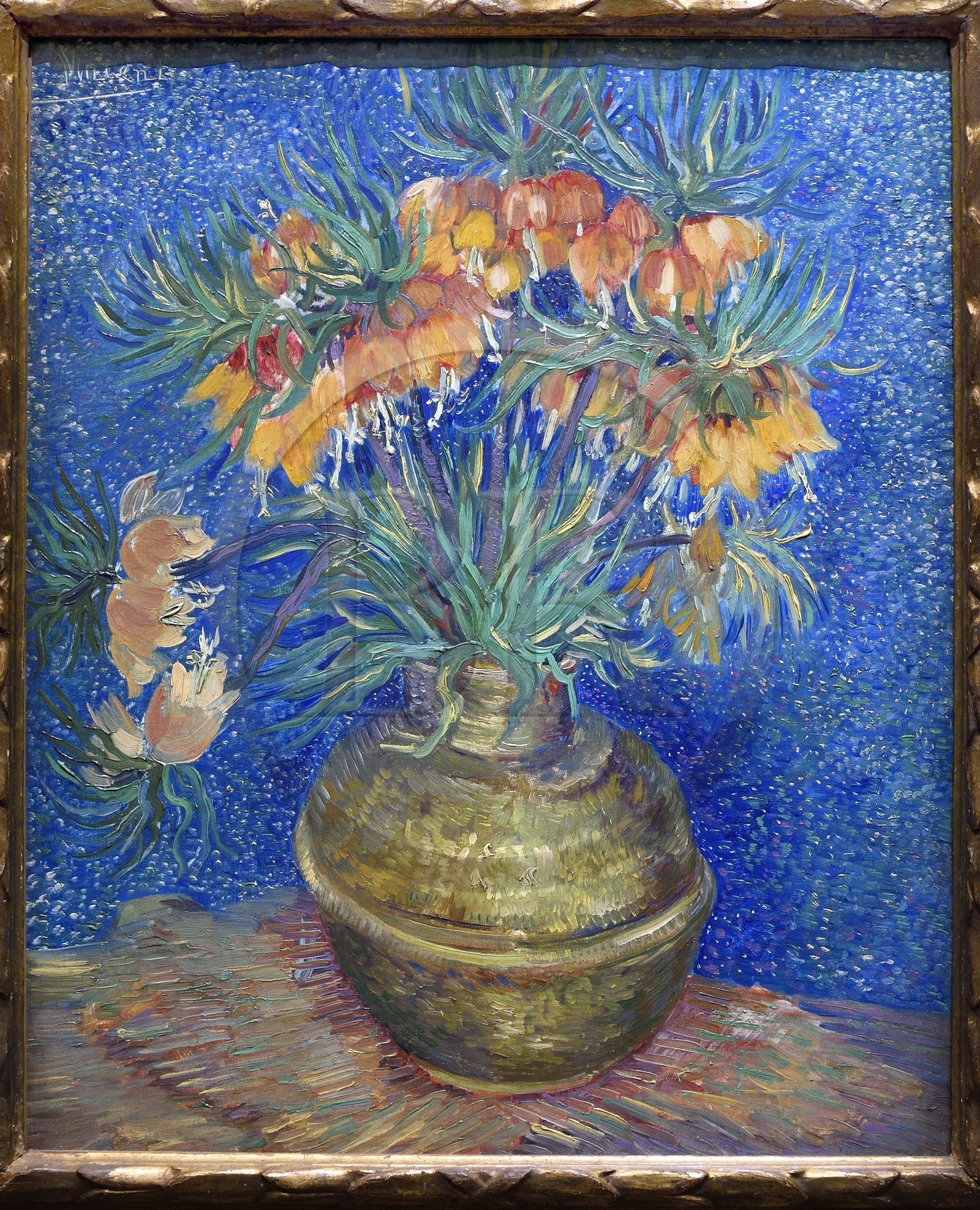 France, Paris (75), le musée d'Orsay, Fritillaires, couronne impériale dans un vase de cuivre (1887) par Vincent van Gogh