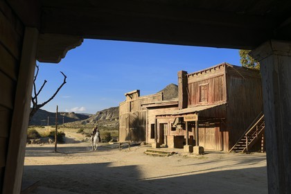 Espagne, Andalousie, province de Almeria, désert de Tabernas, parc d'attraction Fort Bravo Texas Hollywood, c'est ici que fut tourné les 7 Mercenaires de John Sturges mais aussi Les Pétroleuses de Christian-Jaque et Pour Une Poignée de Dollars de Sergio Leone
