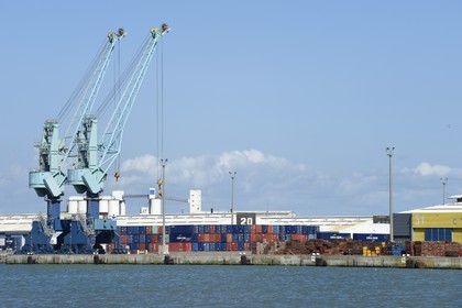 France, Charente-Maritime (17), La Rochelle, le Port Atlantique La Rochelle, grues et conteneurs de fret sur le port de commerce