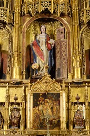 Spain, Andalusia, Malaga, the cathedral, Catedral Basílica de la Encarnacion, Capilla de santa Barbara, Gothic altar piece