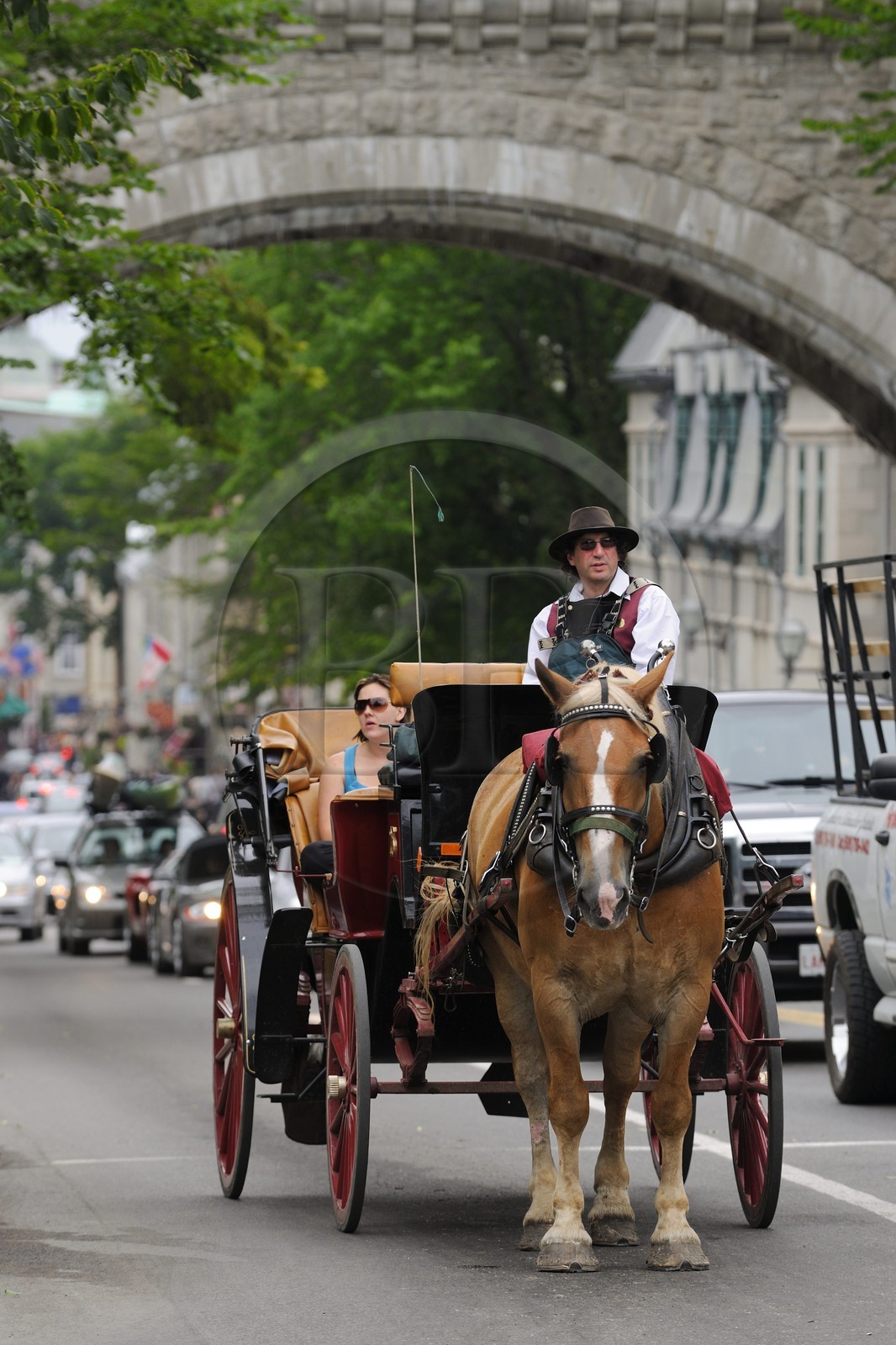 Canada, province de Québec, ville de Québec, Vieux-Québec classé Patrimoine Mondial de l'UNESCO, calèche dans la Haute-Ville