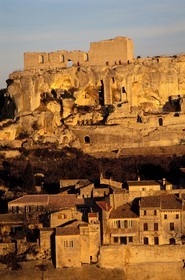 France, Bouches du Rhone, Les Baux de Provence village, labelled Les Plus Beaux Villages de France (The Most Beautiful Villages of France), castle above the village