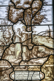 France, Oise (60), Chantilly, le chateau de Chantilly, le musée Condé, les vitraux de la galerie de Psyché