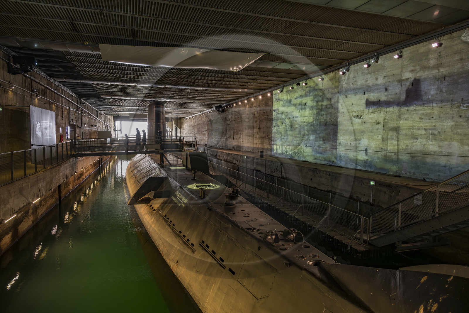 France, Loire Atlantique, Saint Nazaire, the former German submarine bases built during the last world war border the dock of the port of Saint-Nazaire, in the Fortified Lock bunker that houses the Espadon submarine