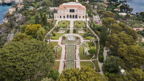 France, Alpes-Maritimes (06), Saint Jean Cap Ferrat, Villa et Jardins Ephrussi de Rothschild (vue aérienne)