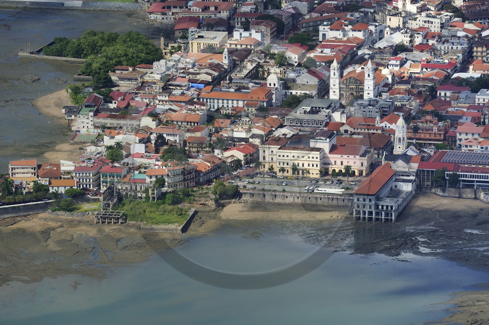 Panama, Panama City, historic town listed as World Heritage by UNESCO, Casco Antiguo (Viejo) (aerial view)