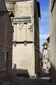 France, Bouches du Rhone, Arles, the hotel des Amazones (mansion) with ornaments taken from the Roman necropolis of the Alyscamps