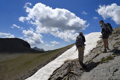 France, Alpes-de-Haute-Provence (04), Uvernet-Fours, parc national du Mercantour, vallée de l'Ubaye, sentier de randonnée du circuit des lacs du col de la Cayolle au Pas du Lausson