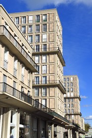 France, Seine-Maritime (76), Le Havre, Centre-ville reconstruit du Havre par Auguste Perret classé Patrimoine Mondial de l'UNESCO, immeubles Perret dans la rue Victor Hugo