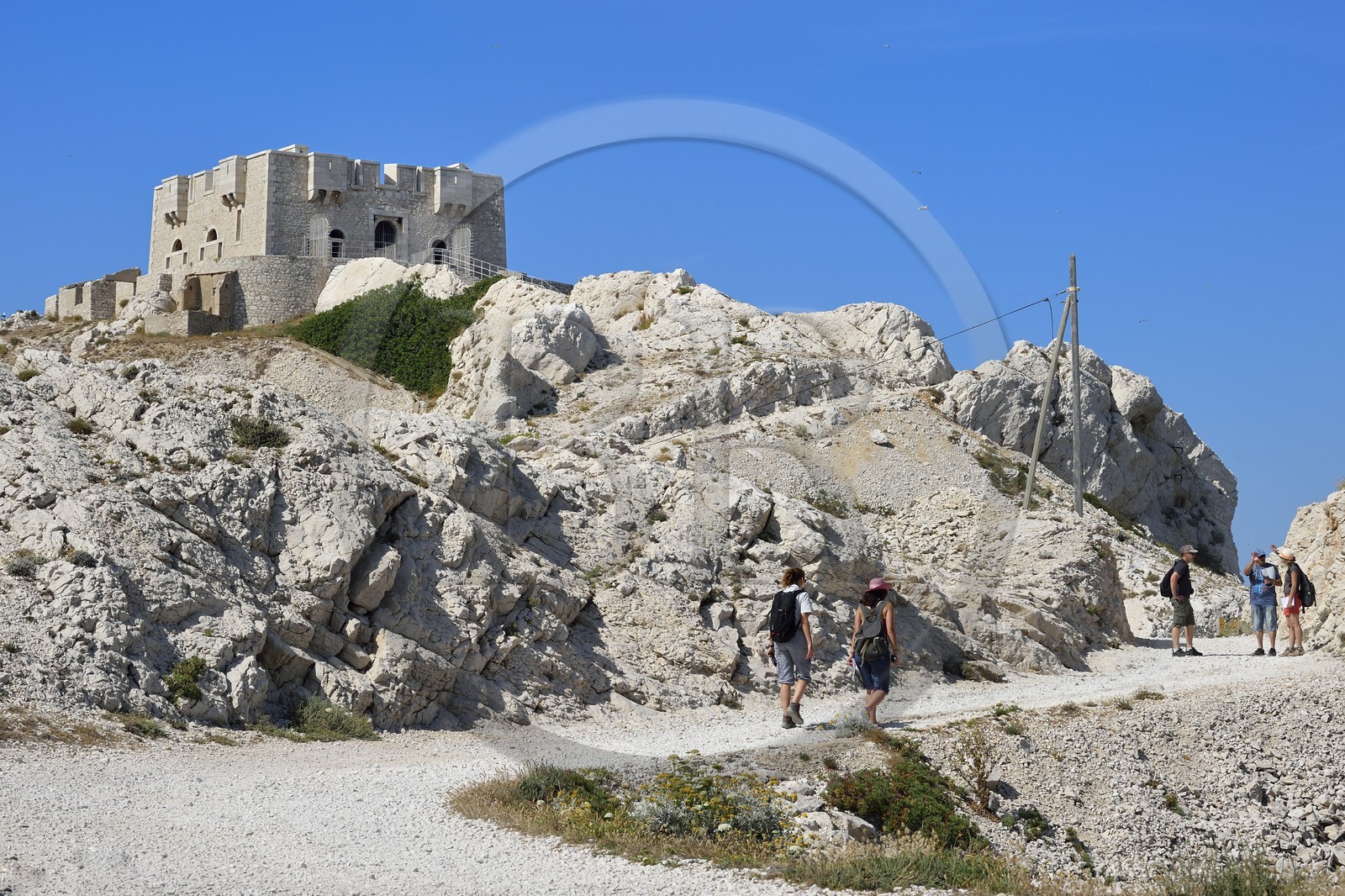 France, Bouches-du-Rhône (13), Marseille, Parc National des Calanques, Archipel des Iles du Frioul, Ile de Pomègues, la tour de Pomeguet construite en 1860