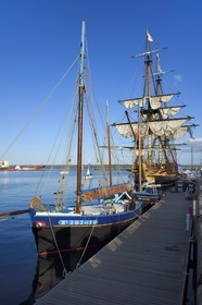 France, Finistère (29), port de Brest, la frégate L'Hermione, réplique du trois-mats qui transporta le marquis de Lafayette en Amérique en 1780