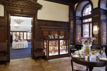 République Tchèque, Prague, Nove Mesto, la cristallerie Moser installée dans l'ancien appartement de la famille Moser dans la rue Na Prikope