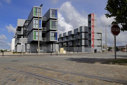 France, Seine-Maritime (76), Le Havre, quartier de l'Eure, résidence étudiante A'docks crée à partir de conteneurs de fret